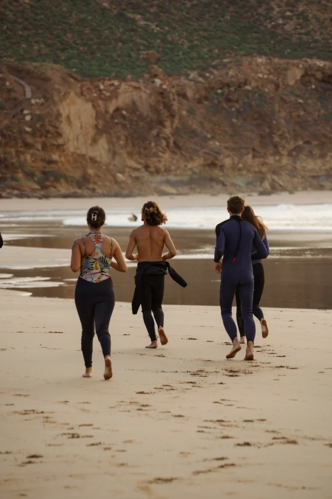 Surf coaching session on Imsouane beach Morocco with professional surf coach